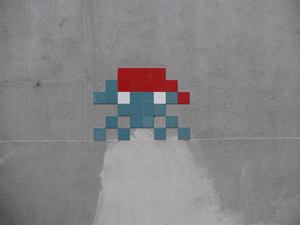 A close-up of the Space Invader.
